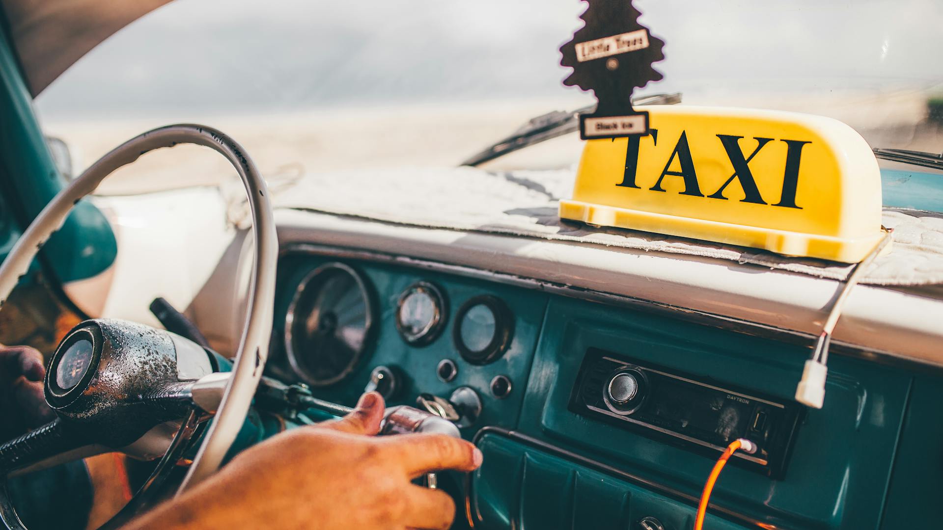 Taxi driver in a car
